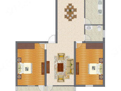 2室2厅 95.96平米户型图