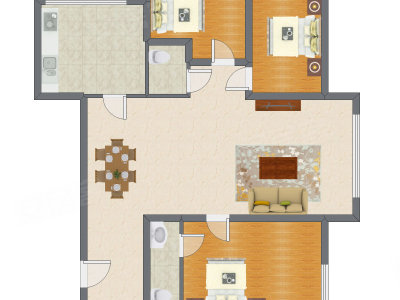 3室2厅 141.70平米户型图