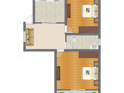 2室1厅 65.47平米