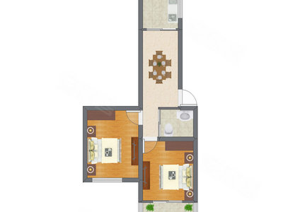 2室1厅 39.92平米