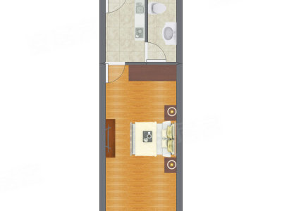 1室0厅 44.31平米户型图