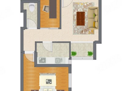2室1厅 65.00平米
