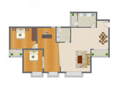 3室2厅 160.23平米户型图
