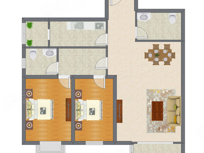 2室2厅 140.02平米