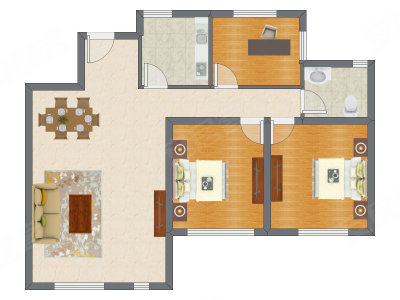 3室2厅 90.90平米户型图