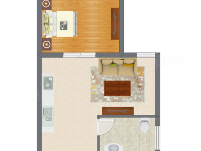1室1厅 41.26平米