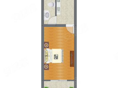 1室0厅 38.20平米户型图