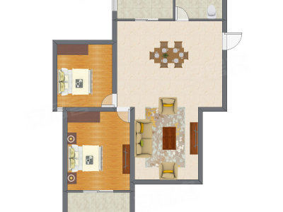2室1厅 78.55平米