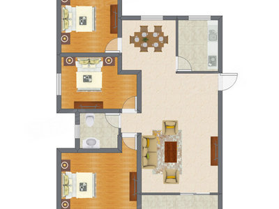 3室1厅 87.84平米