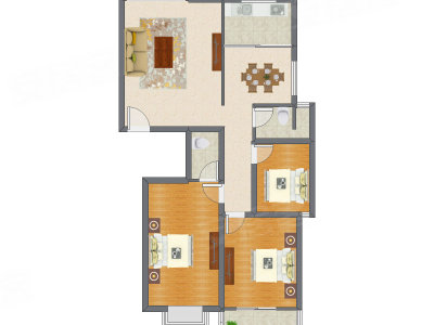 3室2厅 130.45平米户型图