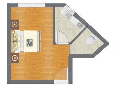 1室0厅 28.52平米户型图