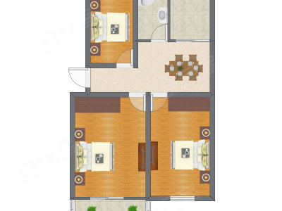 3室1厅 59.45平米