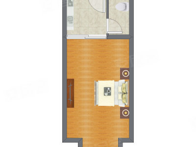 1室0厅 47.19平米户型图