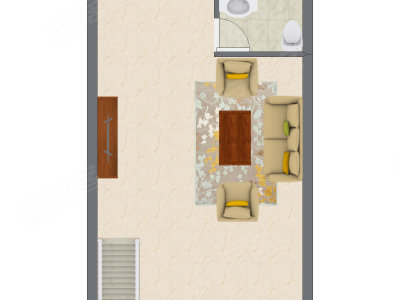 1室1厅 37.07平米户型图