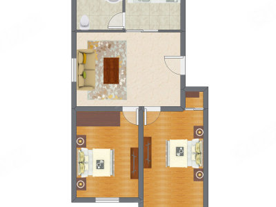 2室1厅 85.78平米户型图