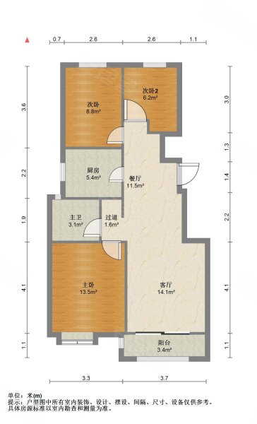 金地艺城华府北泽雅居3室2厅1卫95.37㎡南北150万