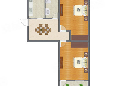 2室1厅 65.39平米