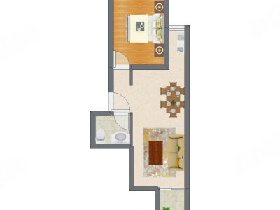 1室1厅 49.70平米