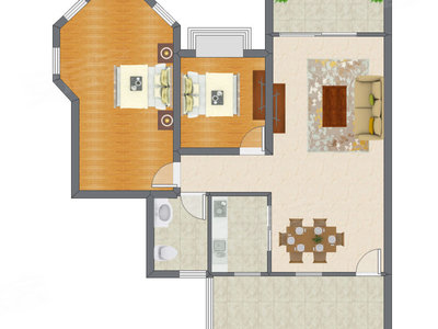 2室2厅 98.74平米户型图