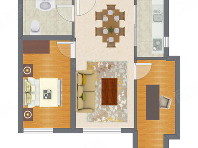 2室2厅 65.52平米户型图