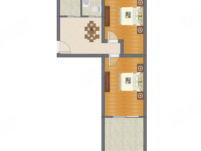 2室1厅 62.83平米