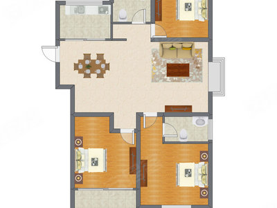3室2厅 95.90平米户型图