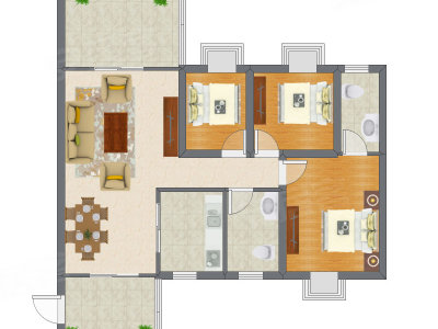 3室2厅 97.30平米户型图