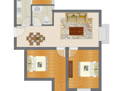2室2厅 79.79平米户型图