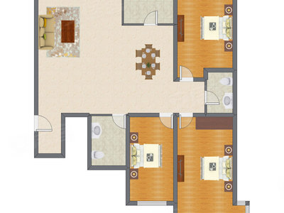 3室2厅 187.00平米户型图