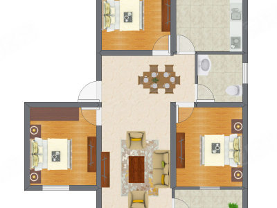 3室2厅 68.44平米