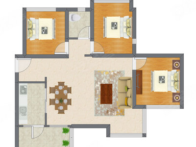 3室2厅 95.50平米
