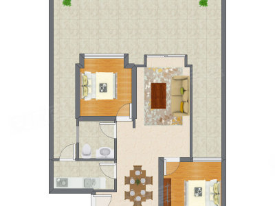 2室2厅 67.00平米户型图