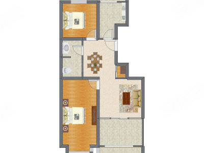 2室2厅 112.76平米户型图