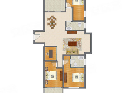 4室2厅 138.27平米户型图