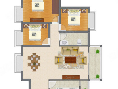 3室2厅 74.34平米
