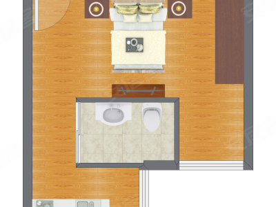 1室0厅 36.55平米户型图