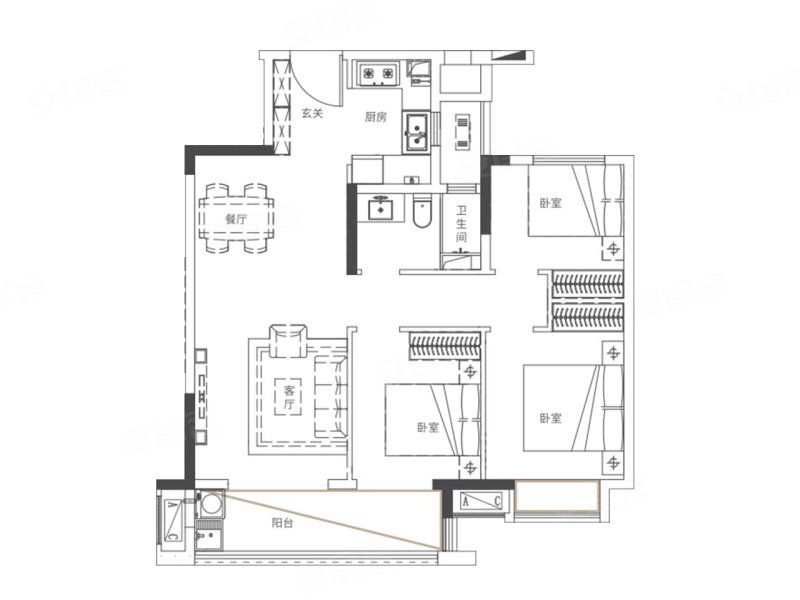 绿都观澜府 | 云境3室2厅89㎡75万二手房图片