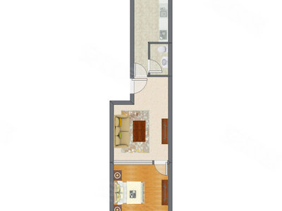 1室1厅 55.41平米户型图