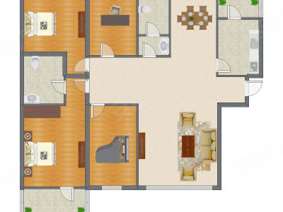 4室2厅 193.35平米户型图