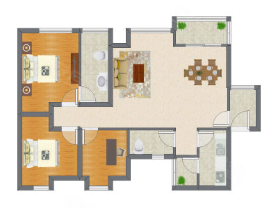 3室2厅 107.75平米户型图