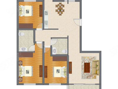 3室2厅 146.22平米