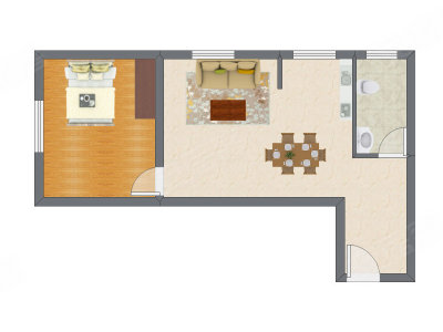 1室2厅 79.98平米户型图