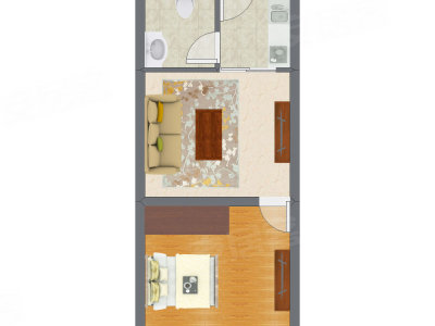 1室1厅 32.09平米户型图