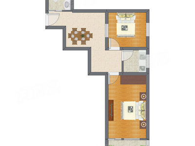 2室1厅 65.70平米户型图