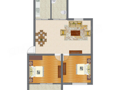 2室1厅 73.50平米户型图