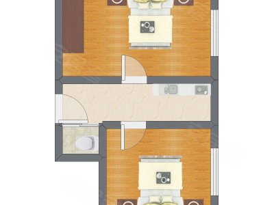 2室1厅 42.99平米