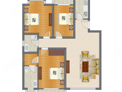 3室2厅 141.35平米户型图