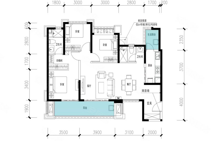 天府半岛3室2厅2卫126㎡南172万