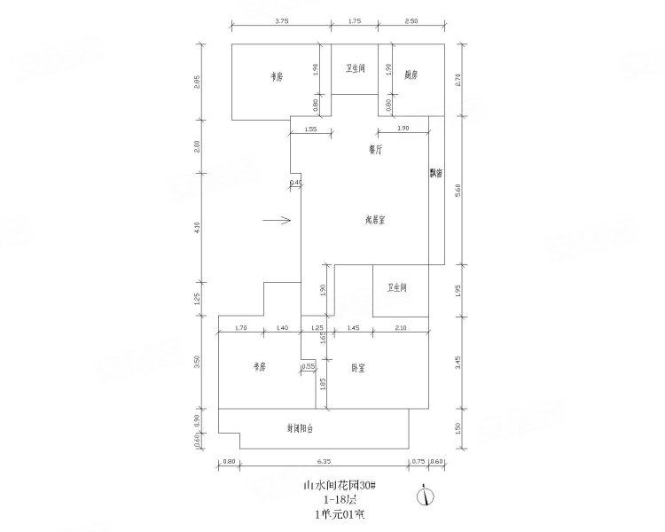 近地铁,招商万科·山水间二手房,166万,3室2厅,2卫,128平米-徐州安居