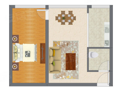 1室2厅 71.75平米户型图